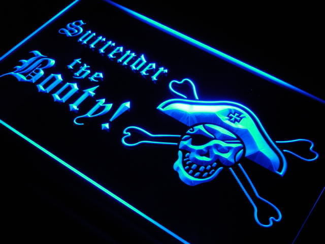 Surrender the Booty Pirate Neon Light Sign